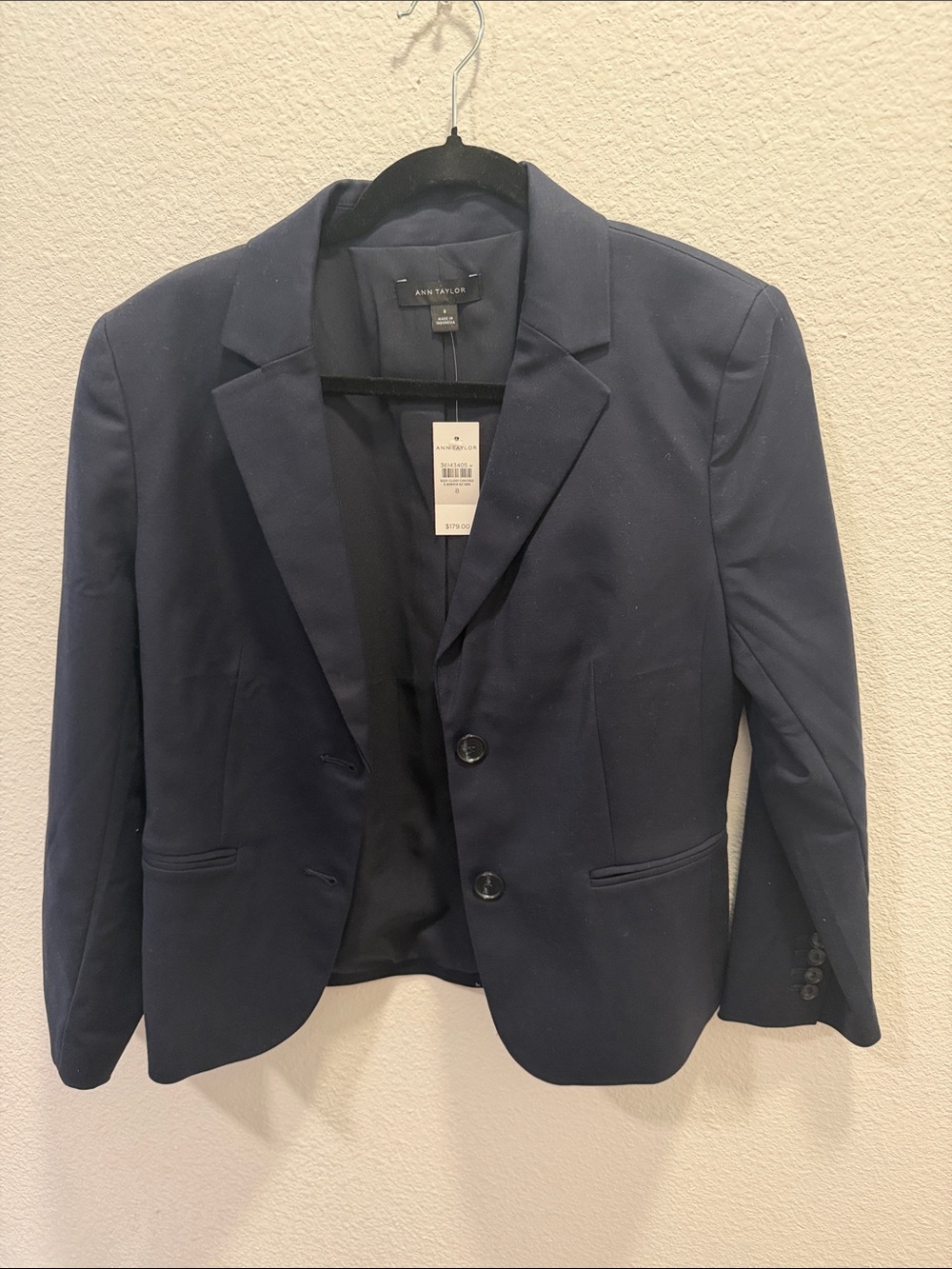 Ann Taylor Dark Navy Tailored Two-Button Blazer
